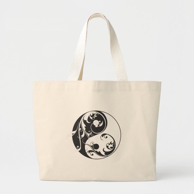 Bolso De Tela Gigante Desplazamiento de Yin y Yang (negro) (Frente)