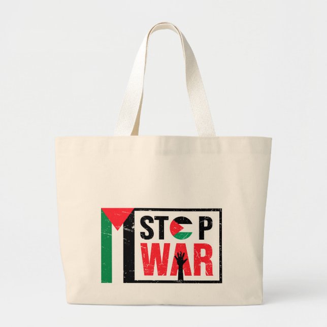 Bolso De Tela Gigante Detener la guerra - Las vidas palestinas importan  (Frente)