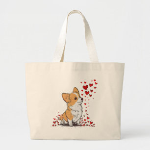 Bolso De Tela Gigante Día de San Valentín Perro Lindo Corgi