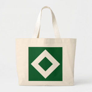 Bolso De Tela Gigante Diamante verde, borde blanco negrita