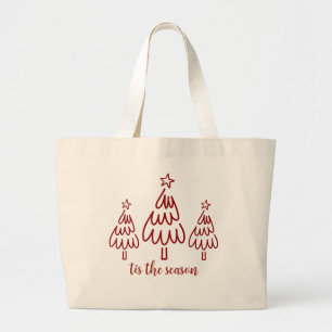 Bolso De Tela Gigante Dibujo a Mano Caprichoso Rojo