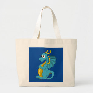 Bolso De Tela Gigante dibujo animado de dragón azul