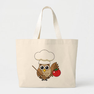 Bolso De Tela Gigante Dibujo de búho cocinero lindo