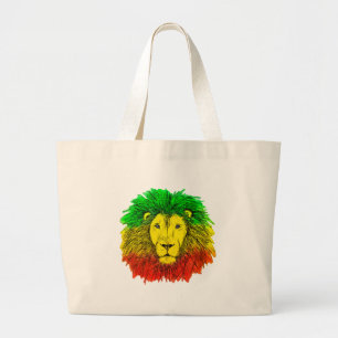 Bolso De Tela Gigante Dibujo de cabeza de león Rasta rojo amarillo verde