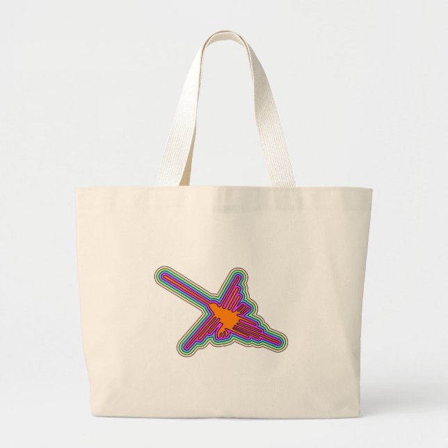 Bolso De Tela Gigante Dibujo de Nazca Hummingbird Perú (Frente)