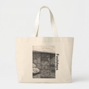 Bolso De Tela Gigante Dibujo de "pasos" en blanco y negro