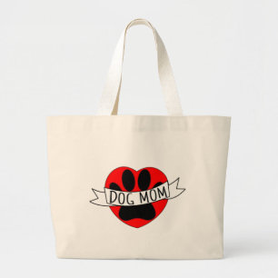 Bolso De Tela Gigante Dibujo De Perro Mamá Paw Y Corazón Rojo