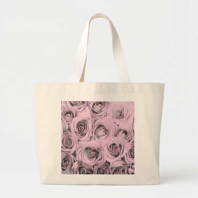 Bolso De Tela Gigante Dibujo de rosas rosadas (Frente)
