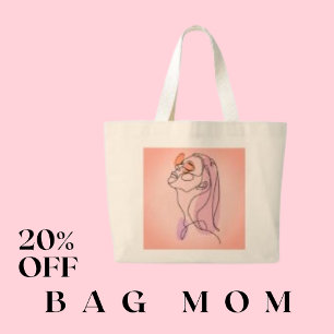 Bolso De Tela Gigante Dibujo de Woman Lady Line Art