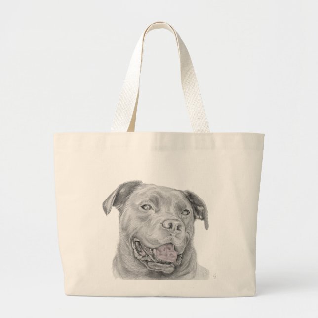 Bolso De Tela Gigante Dibujo del arte del pitbull (Frente)