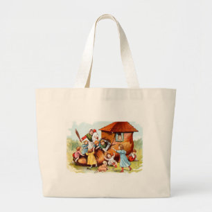 Bolso De Tela Gigante Dibujo del vintage: La mujer que vive en un zapato