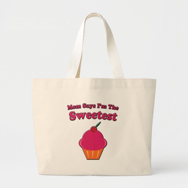 Bolso De Tela Gigante Dicho de Cupcake más Dulce (Frente)