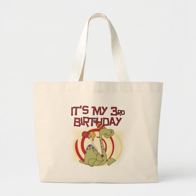 Bolso De Tela Gigante Dinosaurio 3er cumpleaños camisetas y regalos (Frente)