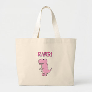 Bolso De Tela Gigante Dinosaurio T-Rex, Personalizado Rosa Cuto Y Enojad