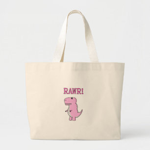 Bolso De Tela Gigante Dinosaurio T-Rex, Personalizado Rosa Cuto Y Enojad