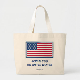 Bolso De Tela Gigante DIOS BENDIGA A ESTADOS UNIDOS   Patriótico   Améri