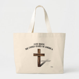 Bolso De Tela Gigante DIOS BENDIGA ESTADOS UNIDOS DE AMÉRICA cruz robust