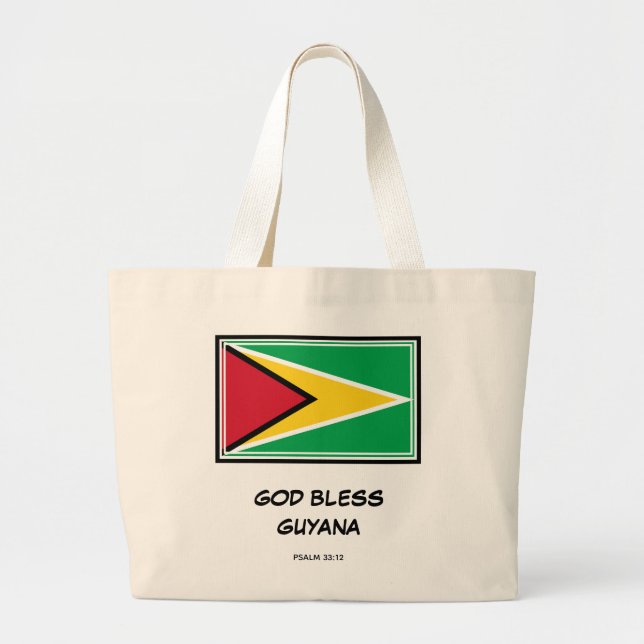 Bolso De Tela Gigante DIOS BENDIGA GUYANA | Patriótico | Bandera guyanes (Frente)