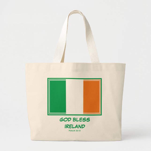 Bolso De Tela Gigante DIOS BENDIGA IRLANDA | Patriótico | Bandera irland (Frente)