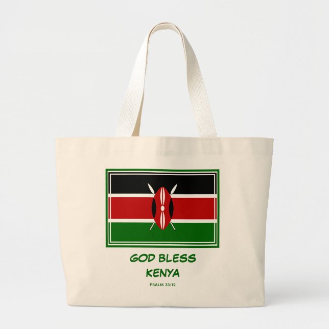 Bolso De Tela Gigante DIOS BENDIGA KENYA Bandera Patriótica Keniana (Frente)