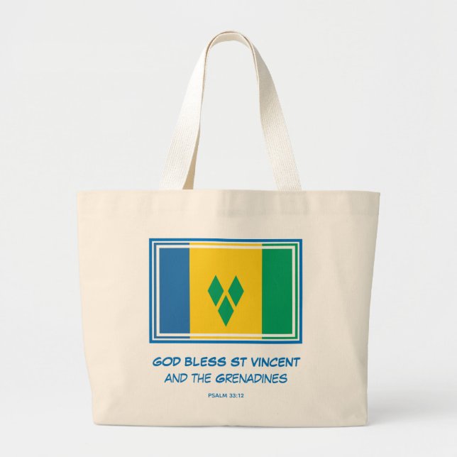 Bolso De Tela Gigante DIOS BENDIGA ST VINCENT GRENADINES Bandera Patriót (Frente)