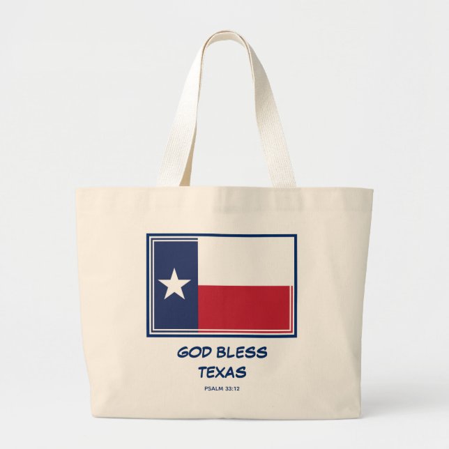 Bolso De Tela Gigante DIOS BENDIGA TEXAS Bandera Patriótica de Texano (Frente)