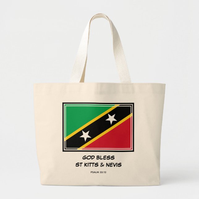 Bolso De Tela Gigante DIOS BENDIGO ST KITTS & NEVIS Flag Patriotic (Frente)