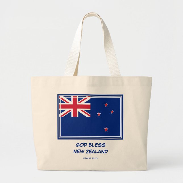 Bolso De Tela Gigante DIOS BENEFICIO | Bandera de NUEVA ZELANDIA | Patri (Frente)