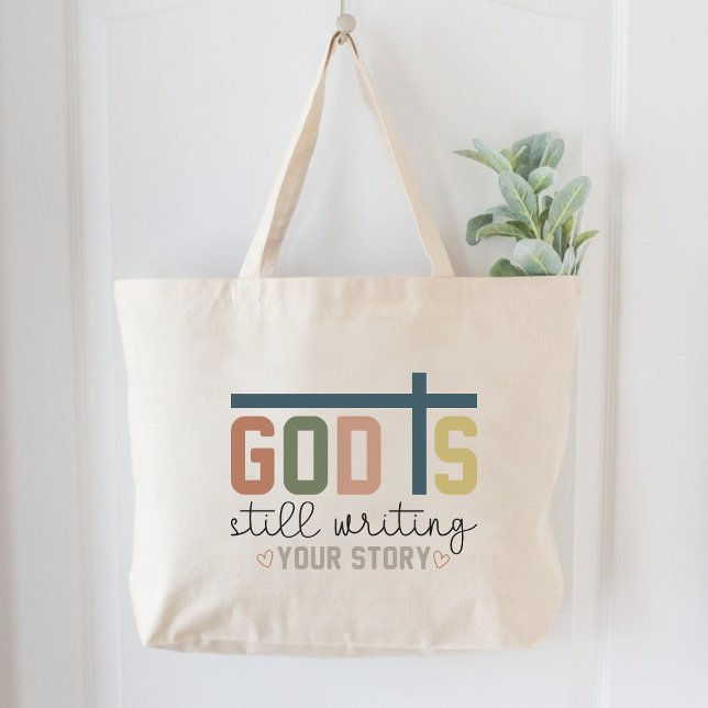 Bolso De Tela Gigante Dios sigue escribiendo tu historia de mujeres cris (God Is Still Writing Your Story Christian Women Large Tote Bag)