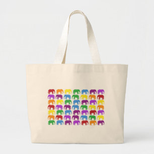 Bolso De Tela Gigante Diseñador con clase de los elefantes del arco iris