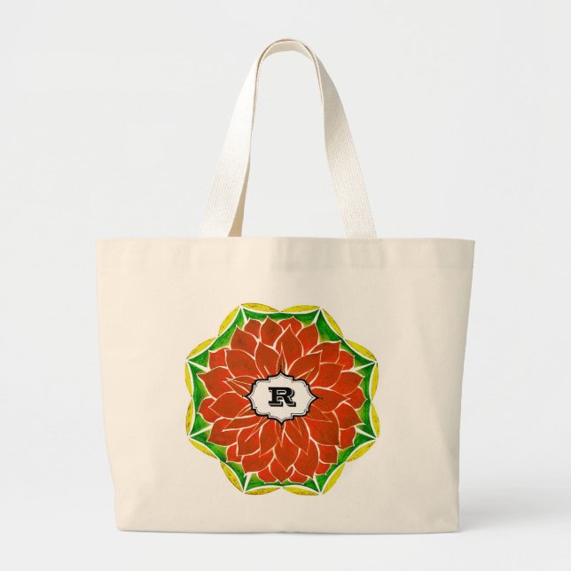 Bolso De Tela Gigante Diseño ANARANJADO del POINSETTIA (Frente)