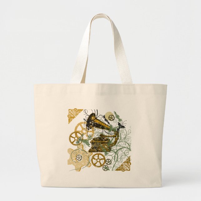 Bolso De Tela Gigante Diseño apenado de Steampunk de la mirada (Frente)