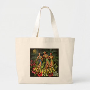 Bolso De Tela Gigante Diseño de arte Hawaii Aloha Palm Hula