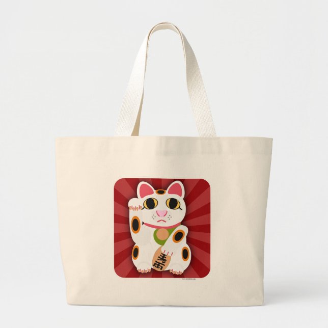 Bolso De Tela Gigante Diseño de caricaturas de gatos afortunados ilustra (Frente)