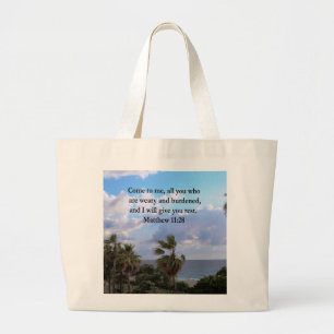 BOLSO DE TELA GIGANTE DISEÑO DE ESCRITURA MATTHEW 11:28 INSPIRING