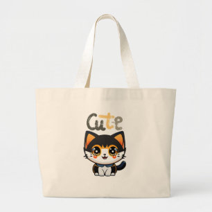 Bolso De Tela Gigante Diseño de gato negro lindo amantes de los gatos