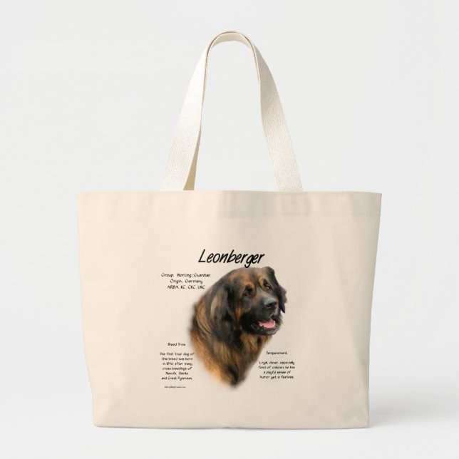 Bolso De Tela Gigante Diseño de historia de Leonberger (Frente)
