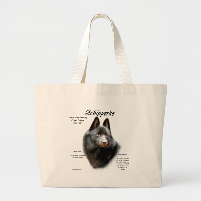 Bolso De Tela Gigante Diseño de historial de Schipperke (Frente)