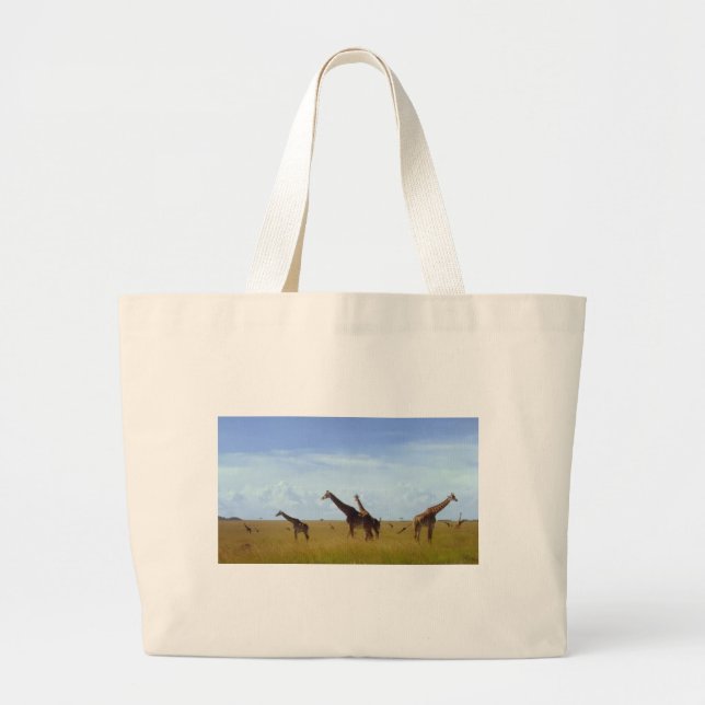 Bolso De Tela Gigante Diseño de jirafas africanas de Safari Kenia (Frente)