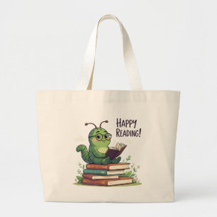 Bolso De Tela Gigante Diseño de lectura de gusanos de biblioteca
