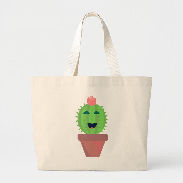 Bolso De Tela Gigante Diseño de Lil Cactus Cute Personalizado Suculento (Frente)