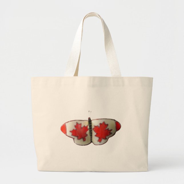 Bolso De Tela Gigante Diseño de mariposa de bandera canadiense (Frente)