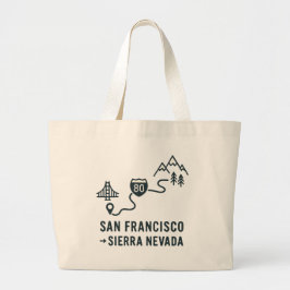 Bolso De Tela Gigante Diseño de ruta de San Francisco a Sierra Nevada