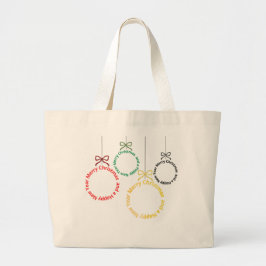 Bolso De Tela Gigante Diseño de Texto de Adornos de Navidad