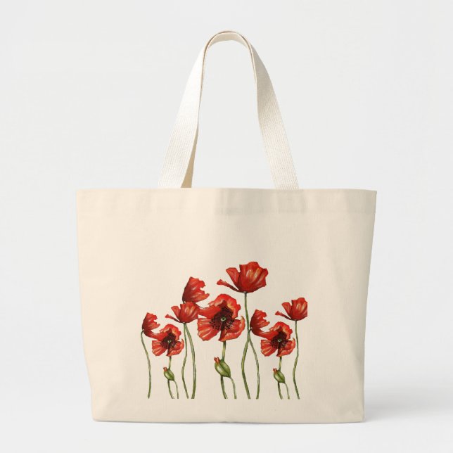 Bolso De Tela Gigante Diseño floral de las amapolas rojas (Frente)