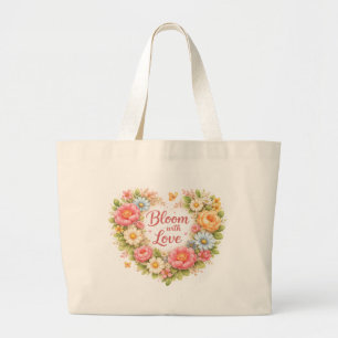 Bolso De Tela Gigante Diseño Floral Florece con Amor