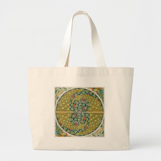 Bolso De Tela Gigante Diseño intrincado de estilo Art Nouveau pavo (Frente)