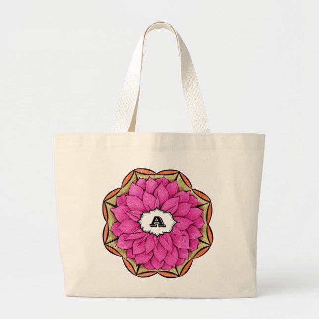 Bolso De Tela Gigante Diseño MAGENTA del POINSETTIA (Frente)