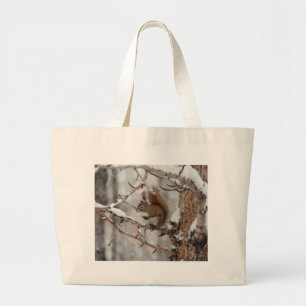 Bolso De Tela Gigante Diseño navideño de ardilla de invierno, nieve y ba