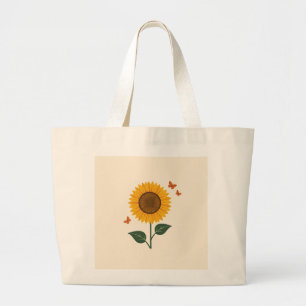 Bolso De Tela Gigante Diseño personalizado Tote de girasol y mariposa